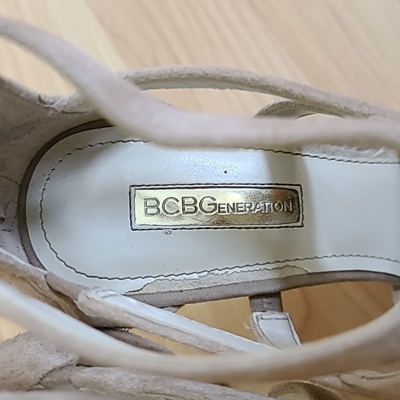 BCBGeneration Stiletto Heels Torpico Size 8.5 Nude Beige Close Toe Straps - Picture 7 of 11